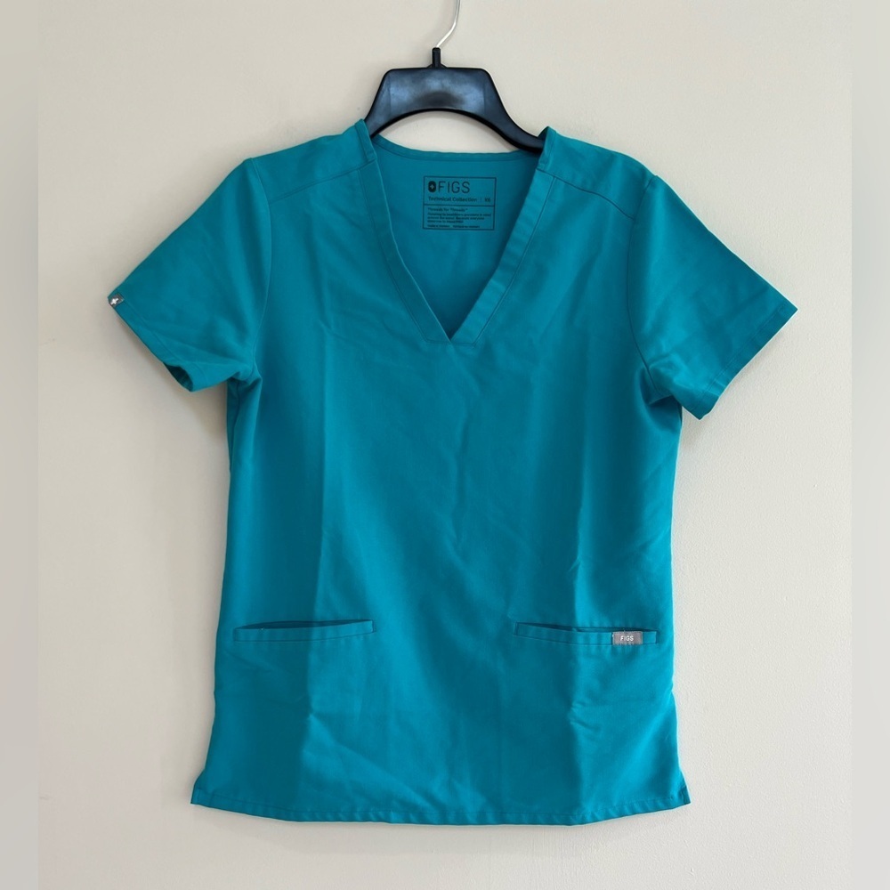 FIGS Casma Three-Pocket Short Sleeve Scrub Top Teal Blue Green (PO #1773), XS